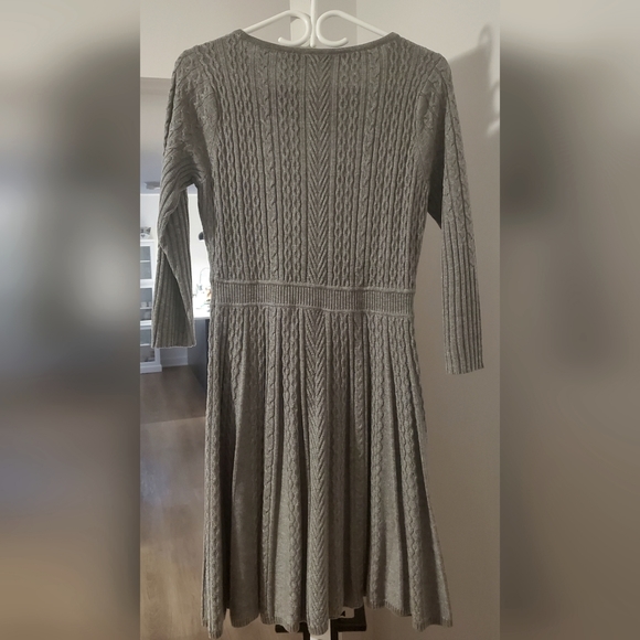 Calvin Klein | Long Sleeve Knit Dress | Fit & Flare Knee Length | Gray | Size S - Picture 2 of 2